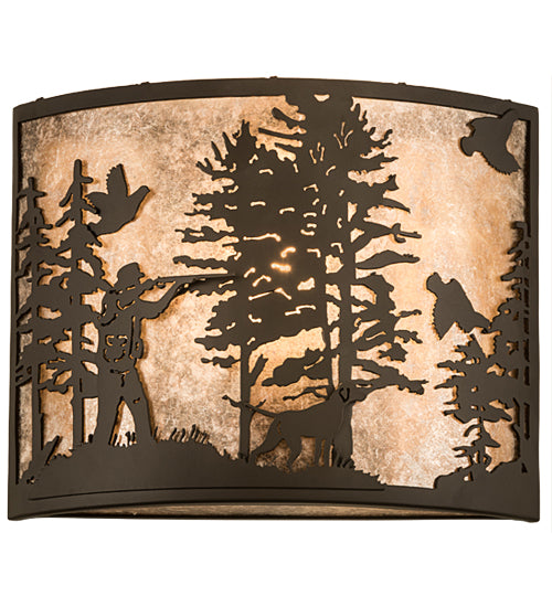 Meyda Tiffany Quail Hunter W/Dog 185804 Wall Light - Oil Rubbed Bronze