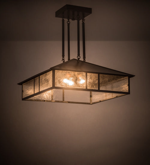 Meyda Tiffany Double Bar Mission 186085 Pendant Light - Craftsman Brown