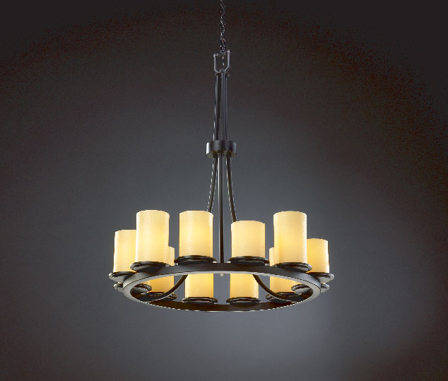 Justice Designs CandleAria CNDL-8763-10-AMBR-MBLK Chandelier Light - Matte Black