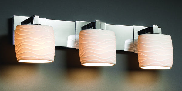 Justice Designs Limoges POR-8923-30-WAVE-CROM Bath Vanity Light 28 in. wide - Polished Chrome
