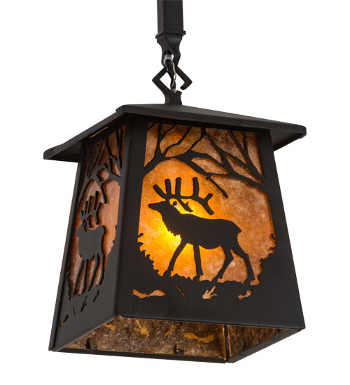 Meyda Tiffany Elk At Dawn 187088 Pendant Light - Textured Black/Amber Mica