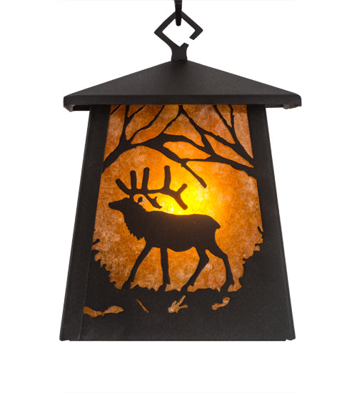 Meyda Tiffany Elk At Dawn 187088 Pendant Light - Textured Black/Amber Mica