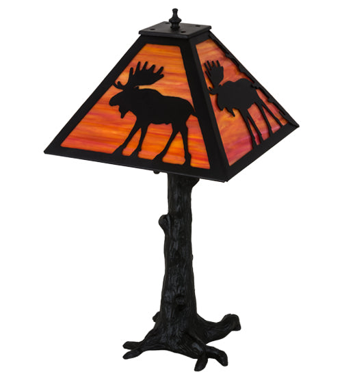 Meyda Tiffany Lighting 187276 Lone Moose Three Light Table Lamp Lamp Bronze / Dark
