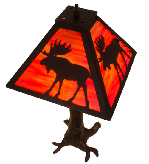 Meyda Tiffany Lighting 187276 Lone Moose Three Light Table Lamp Lamp Bronze / Dark