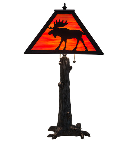 Meyda Tiffany Lighting 187276 Lone Moose Three Light Table Lamp Lamp Bronze / Dark