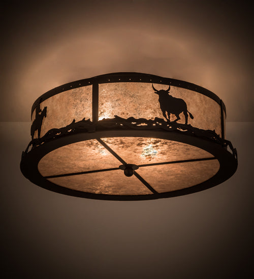 Meyda Tiffany Cowboy & Steer 187291 Ceiling Light - Textured Black