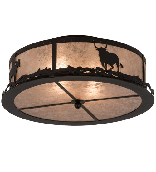Meyda Tiffany Cowboy & Steer 187291 Ceiling Light - Textured Black