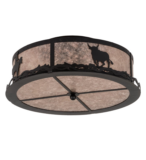 Meyda Tiffany Cowboy & Steer 187291 Ceiling Light - Textured Black