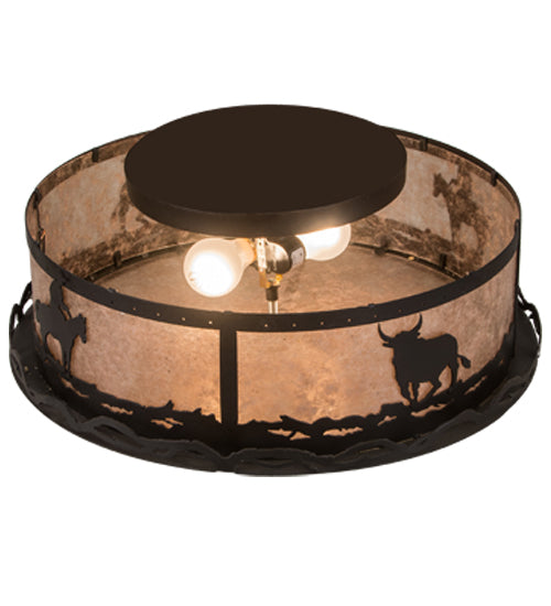 Meyda Tiffany Cowboy & Steer 187291 Ceiling Light - Textured Black