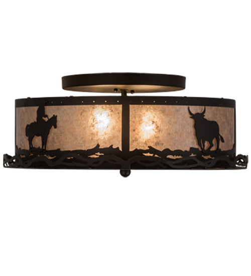 Meyda Tiffany Cowboy & Steer 187291 Ceiling Light - Textured Black