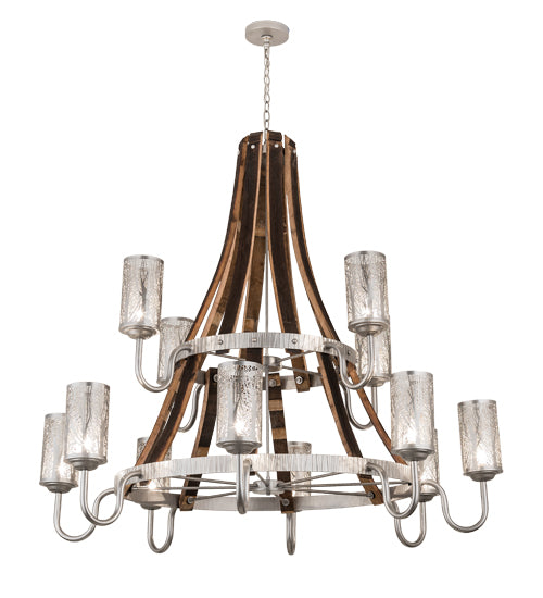 Meyda Tiffany Barrel Stave 187997 Chandelier Light - Natural Wood,Brushed Nickel