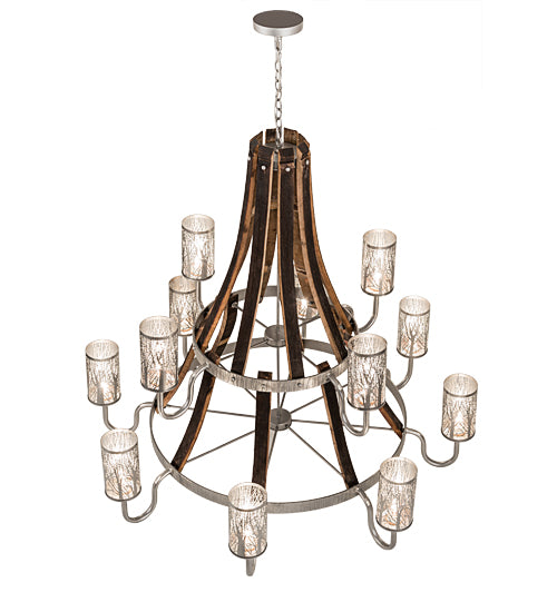 Meyda Tiffany Barrel Stave 187997 Chandelier Light - Natural Wood,Brushed Nickel