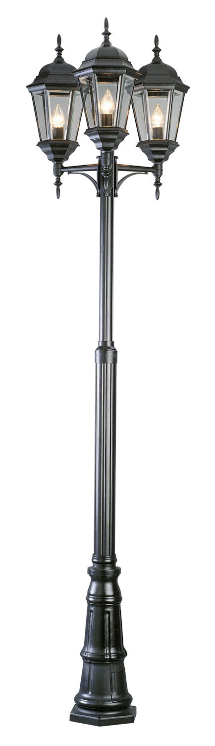 Trans Globe Imports 4995 BK Classical Three Light Pole Light Outdoor Black