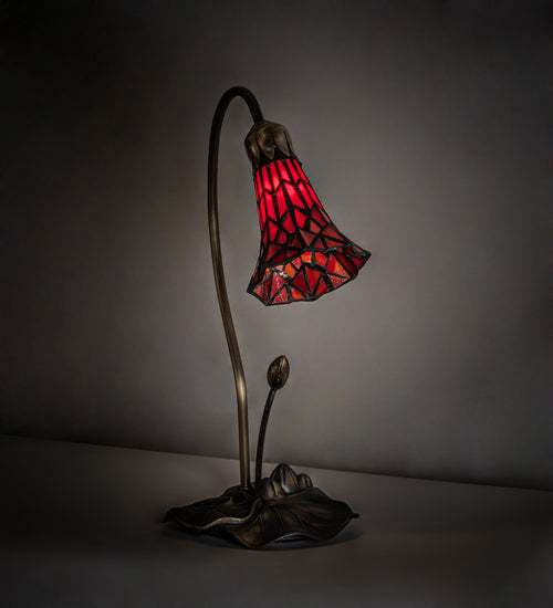 Meyda Tiffany Lighting 188683 Stained Glass Pond Lily One Light Accent Lamp Lamp Bronze / Dark