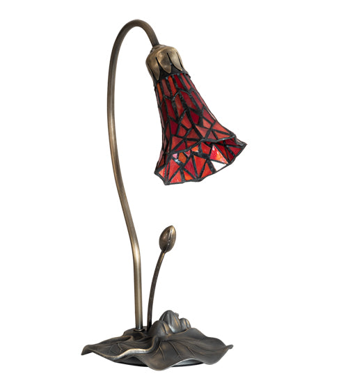 Meyda Tiffany Lighting 188683 Stained Glass Pond Lily One Light Accent Lamp Lamp Bronze / Dark