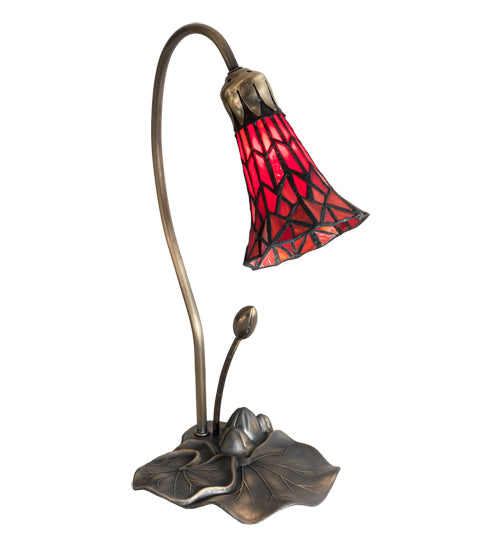 Meyda Tiffany Lighting 188683 Stained Glass Pond Lily One Light Accent Lamp Lamp Bronze / Dark