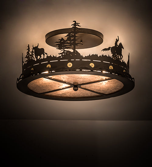 Meyda Tiffany Cowboy & Steer 189085 Ceiling Light - Bronze