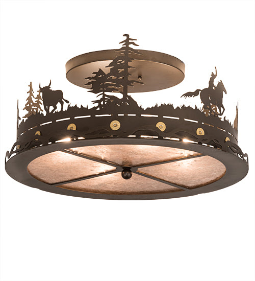 Meyda Tiffany Cowboy & Steer 189085 Ceiling Light - Bronze