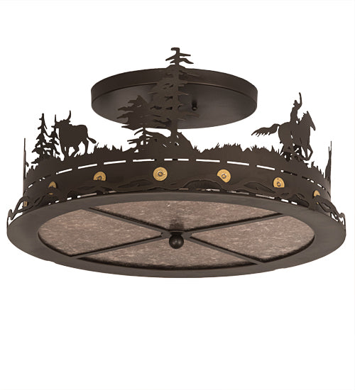 Meyda Tiffany Cowboy & Steer 189085 Ceiling Light - Bronze