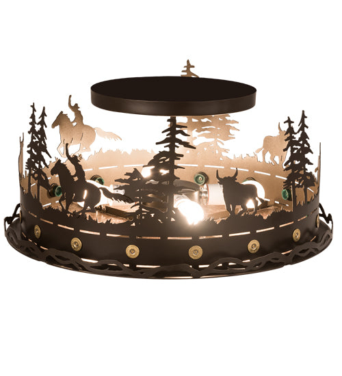 Meyda Tiffany Cowboy & Steer 189085 Ceiling Light - Bronze