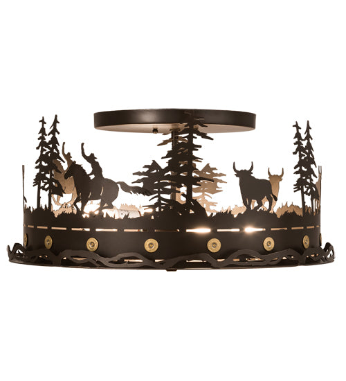 Meyda Tiffany Cowboy & Steer 189085 Ceiling Light - Bronze