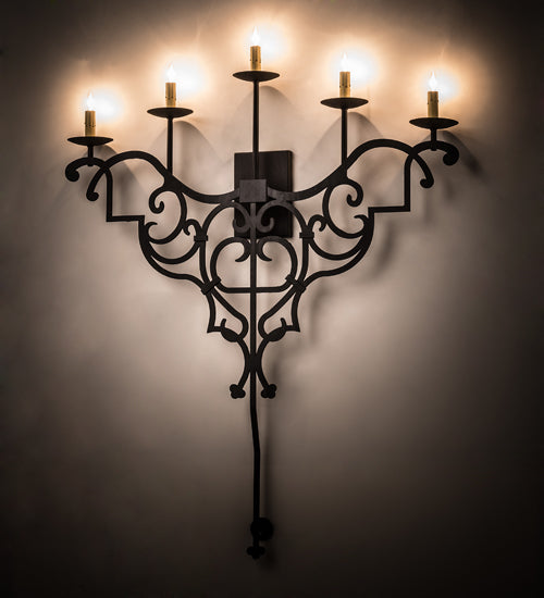 Meyda Tiffany Fleur De Lys 189167 Wall Light - Craftsman Brown