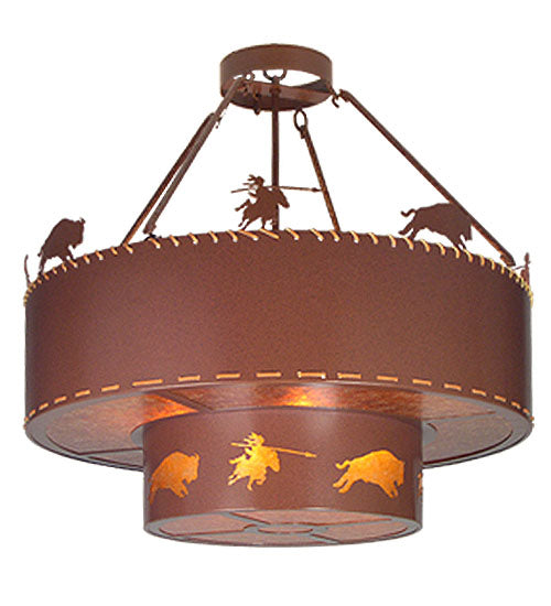 Meyda Tiffany Buffalo Hunt 19011 Pendant Light - Rust