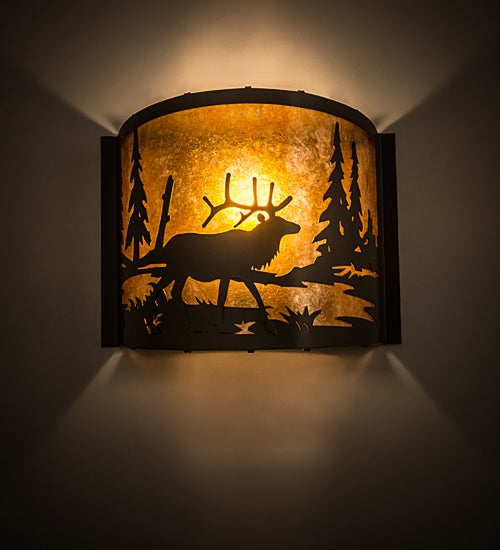 Meyda Tiffany Elk At Lake 190525 Wall Light - Timeless Bronze