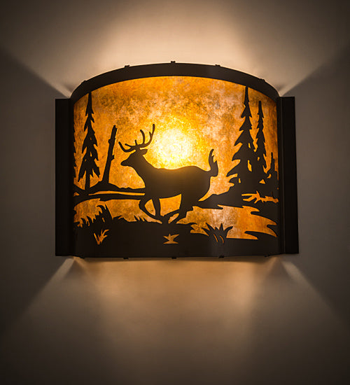 Meyda Tiffany Deer At Lake 190527 Wall Light - Timeless Bronze