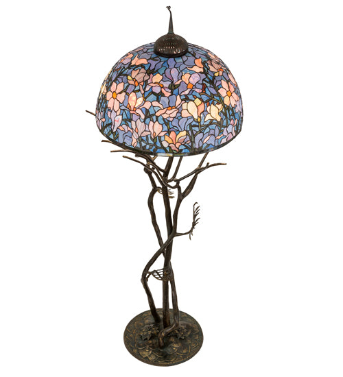 Meyda Tiffany Lighting 190745 Tiffany Magnolia Three Light Floor Lamp Lamp Bronze / Dark