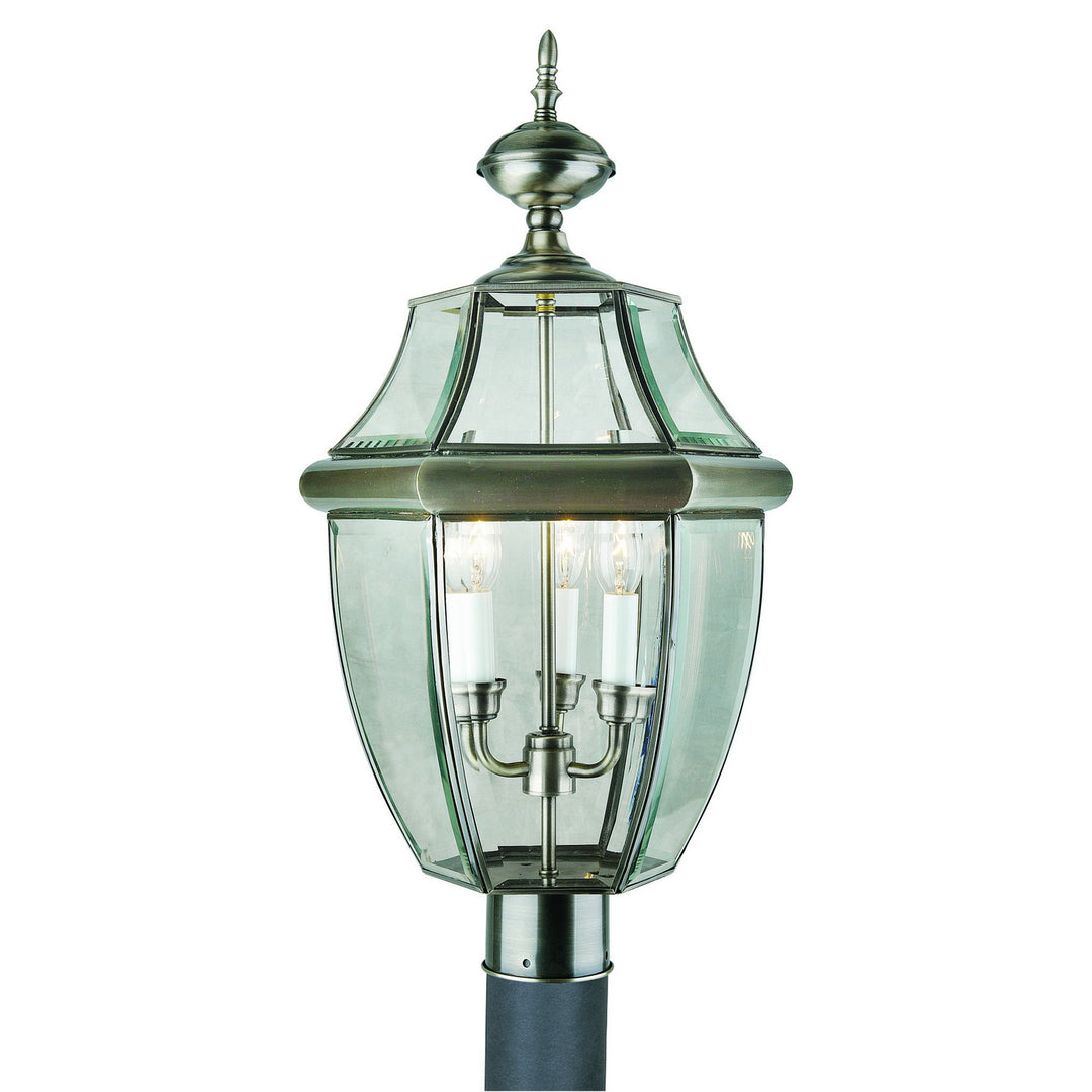 Forte Lighting 1604-03-34  Three Light Outdoor Post Mount Outdoor Pewter, Nickel, Silver