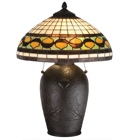 Meyda Tiffany Lighting 19169 Tiffany Acorn Two Light Table Lamp Lamp Bronze / Dark