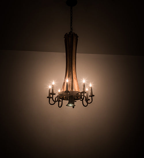 Meyda Tiffany Barrel Stave 191707 Chandelier Light - Natural Wood,Mahogany Bronze