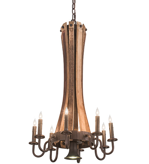 Meyda Tiffany Barrel Stave 191707 Chandelier Light - Natural Wood,Mahogany Bronze