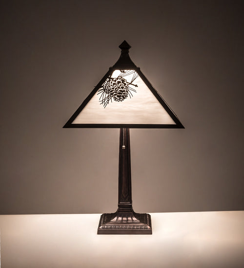 Meyda Tiffany Lighting 192187 Winter Pine One Light Table Lamp Lamp Bronze / Dark