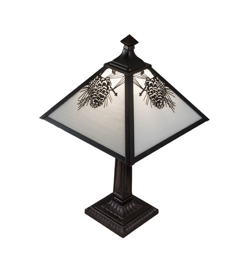 Meyda Tiffany Lighting 192187 Winter Pine One Light Table Lamp Lamp Bronze / Dark