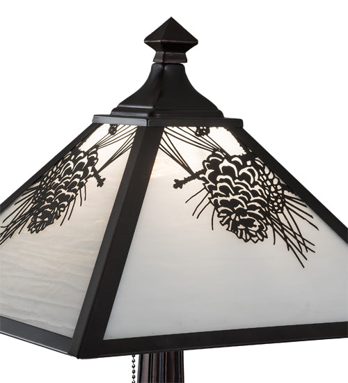 Meyda Tiffany Lighting 192187 Winter Pine One Light Table Lamp Lamp Bronze / Dark