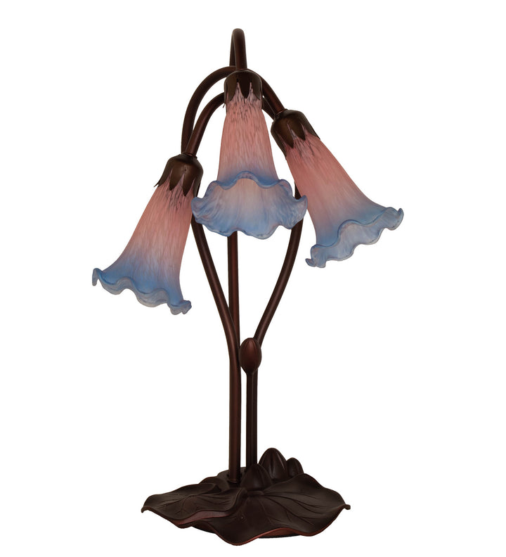 Meyda Tiffany Lighting 14670 Pink/Blue Three Light Accent Lamp Lamp Bronze / Dark