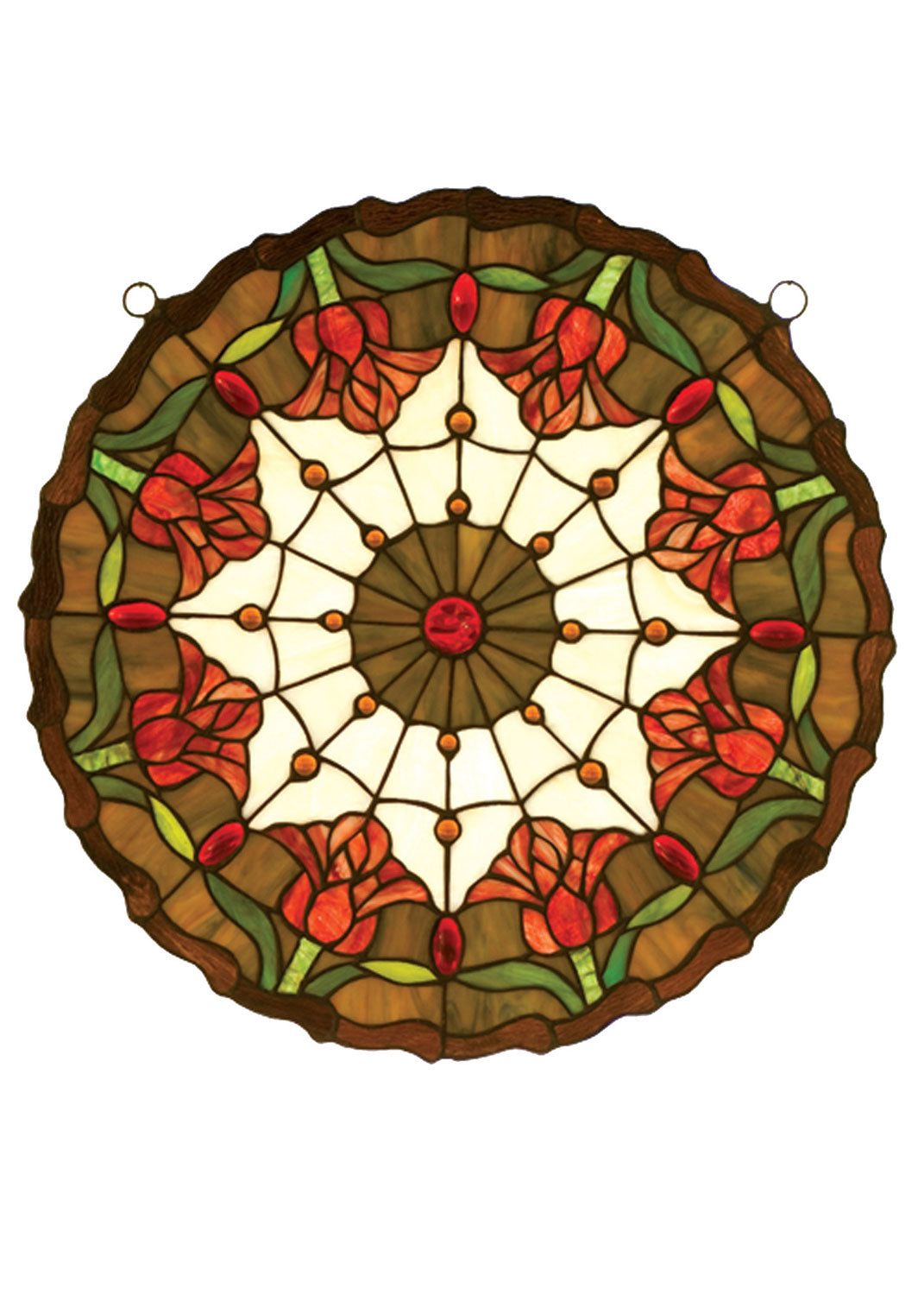 Meyda Tiffany Lighting 14757 Colonial Tulip Window Mirror Bronze / Dark