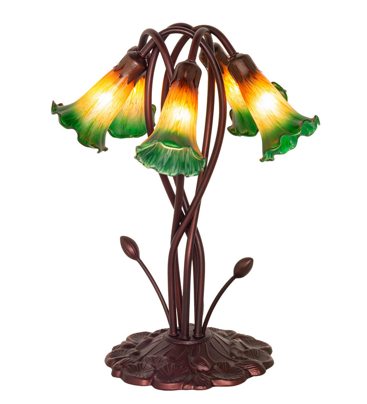 Meyda Tiffany Lighting 14893 Amber/Green Five Light Accent Lamp Lamp Bronze / Dark