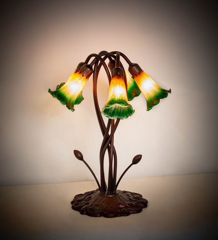Meyda Tiffany Lighting 14893 Amber/Green Five Light Accent Lamp Lamp Bronze / Dark