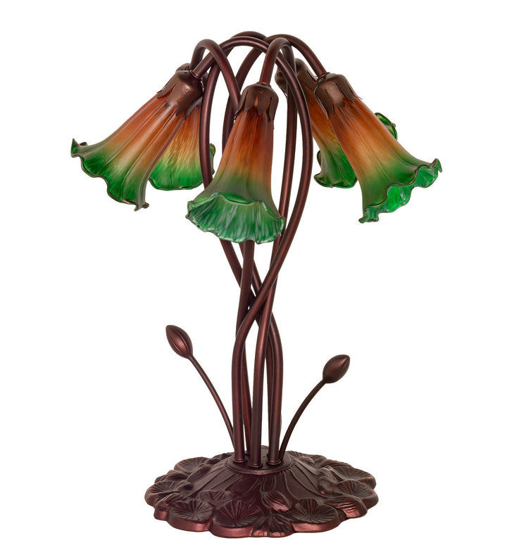 Meyda Tiffany Lighting 14893 Amber/Green Five Light Accent Lamp Lamp Bronze / Dark