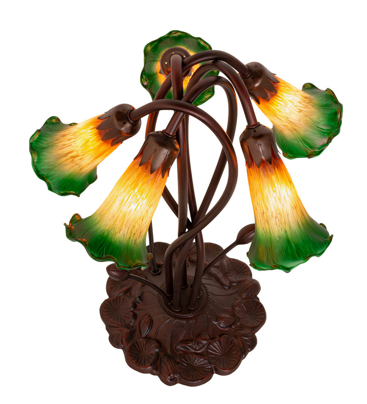 Meyda Tiffany Lighting 14893 Amber/Green Five Light Accent Lamp Lamp Bronze / Dark