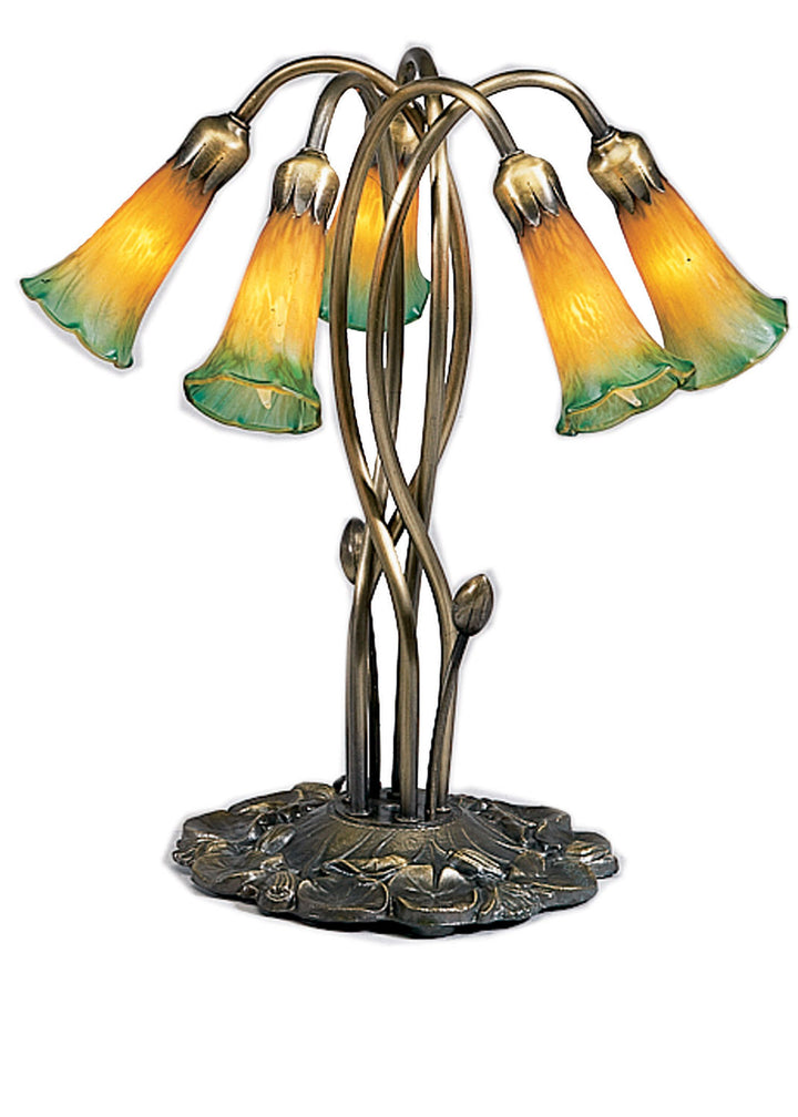 Meyda Tiffany Lighting 14893 Amber/Green Five Light Accent Lamp Lamp Bronze / Dark