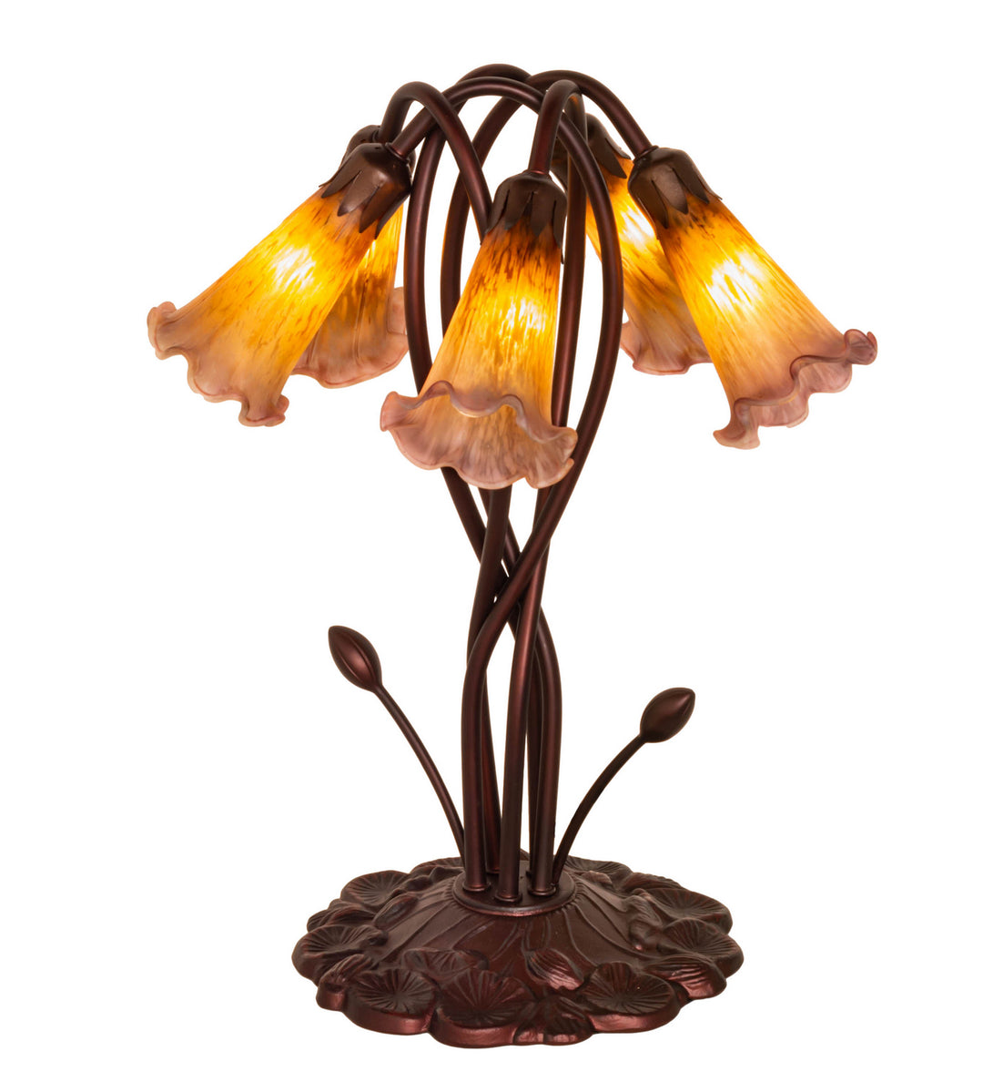 Meyda Tiffany Lighting 14962 Amber/Purple Pond Lily Five Light Accent Lamp Lamp Bronze / Dark