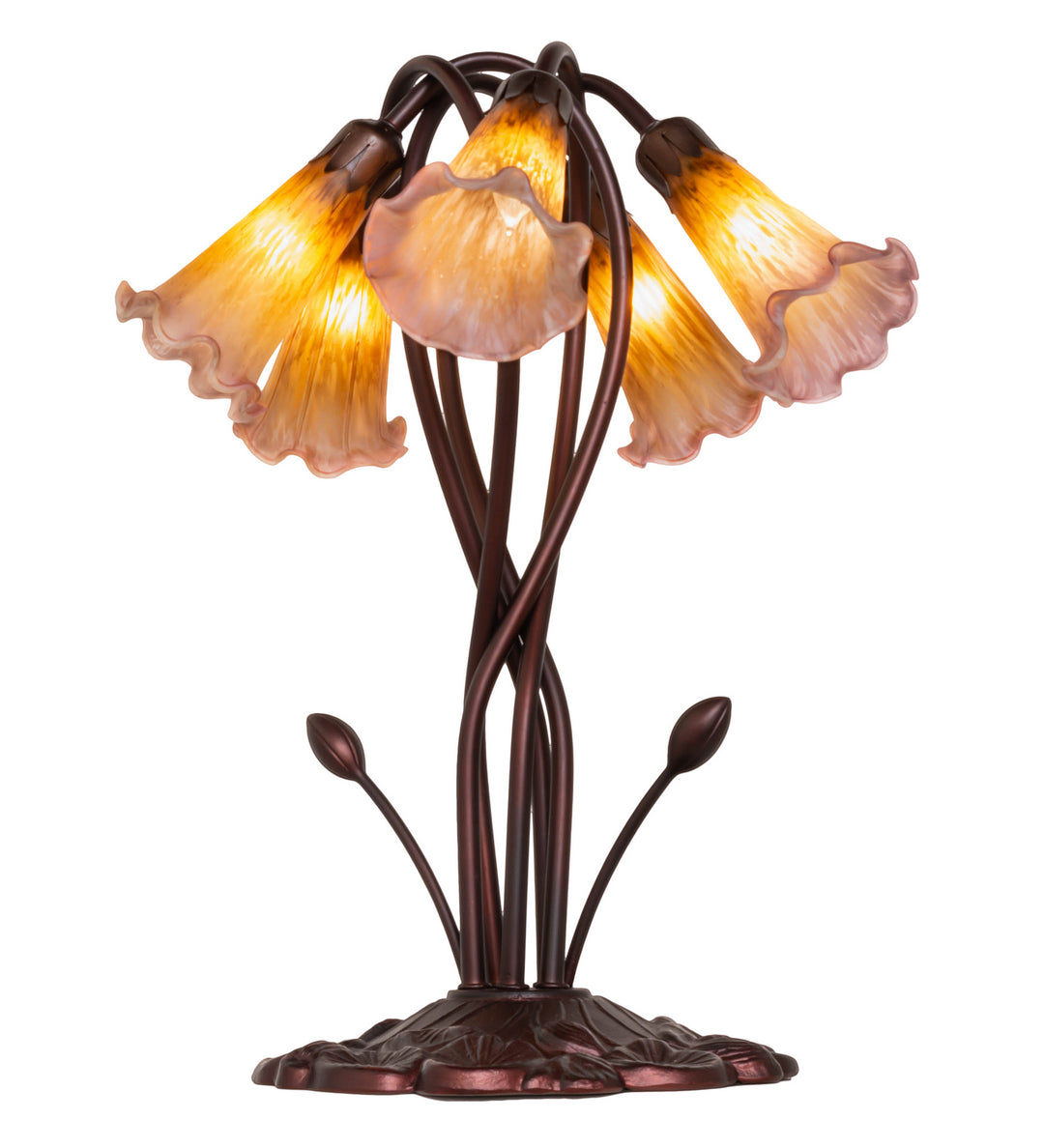 Meyda Tiffany Lighting 14962 Amber/Purple Pond Lily Five Light Accent Lamp Lamp Bronze / Dark