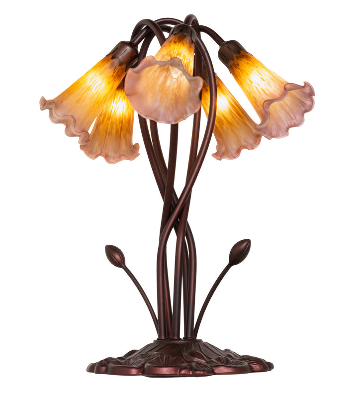 Meyda Tiffany Lighting 14962 Amber/Purple Pond Lily Five Light Accent Lamp Lamp Bronze / Dark