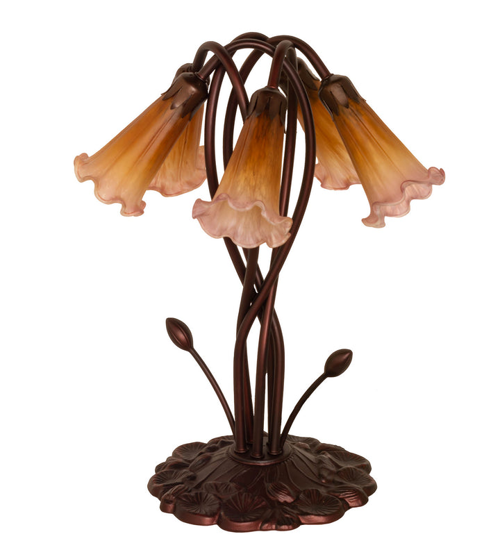 Meyda Tiffany Lighting 14962 Amber/Purple Pond Lily Five Light Accent Lamp Lamp Bronze / Dark