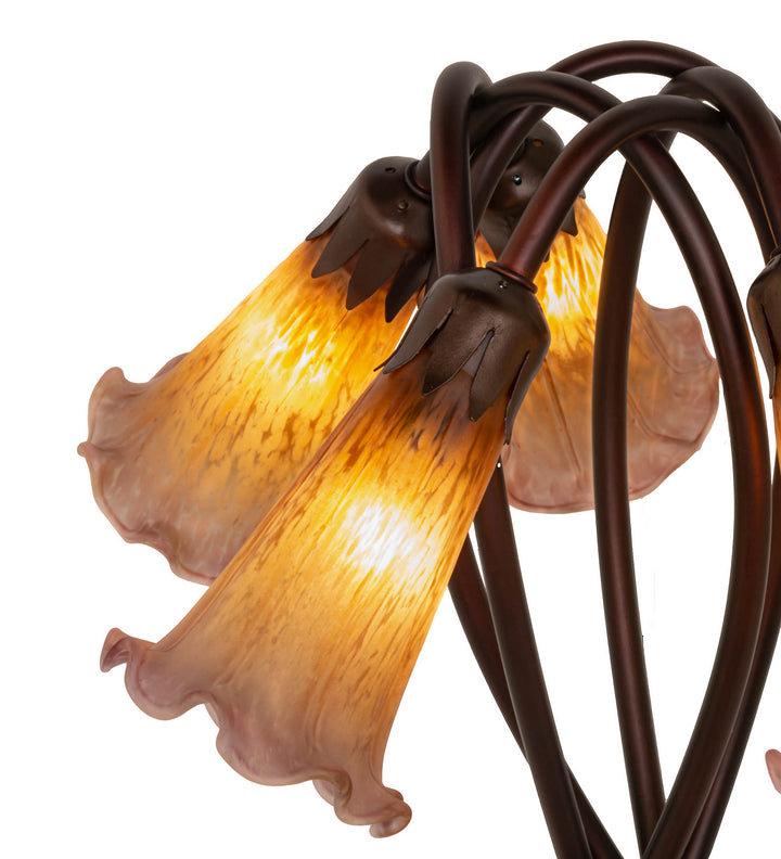 Meyda Tiffany Lighting 14962 Amber/Purple Pond Lily Five Light Accent Lamp Lamp Bronze / Dark