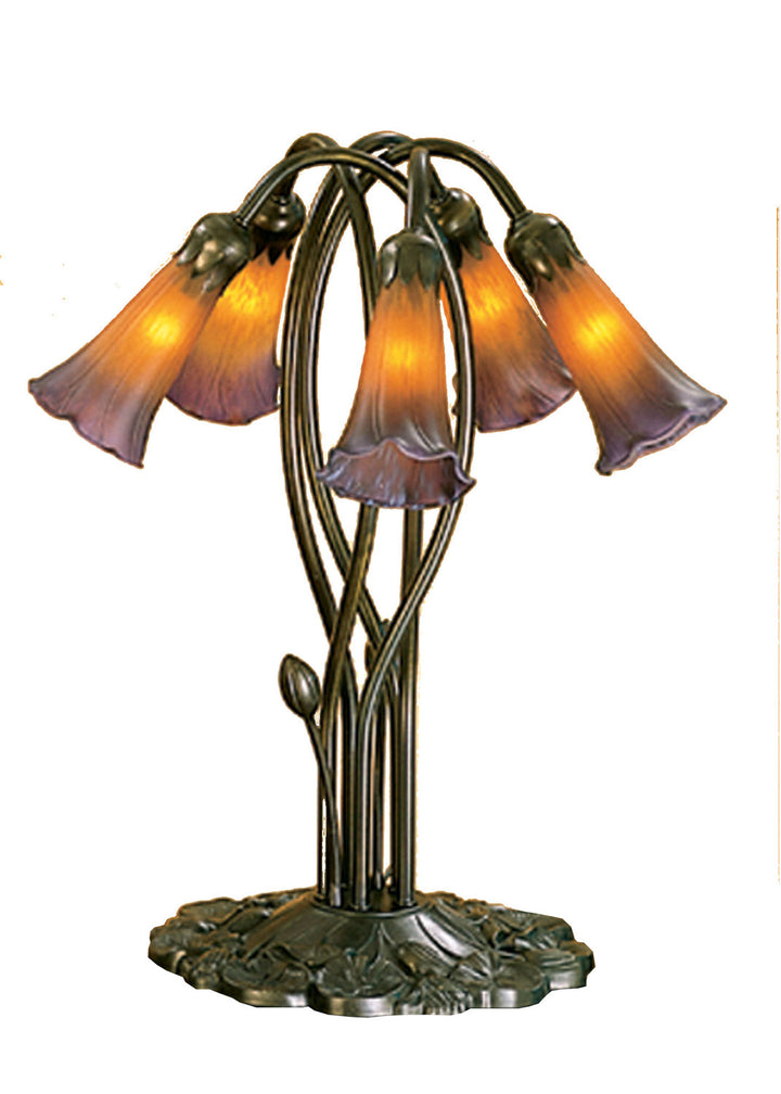 Meyda Tiffany Lighting 14962 Amber/Purple Pond Lily Five Light Accent Lamp Lamp Bronze / Dark